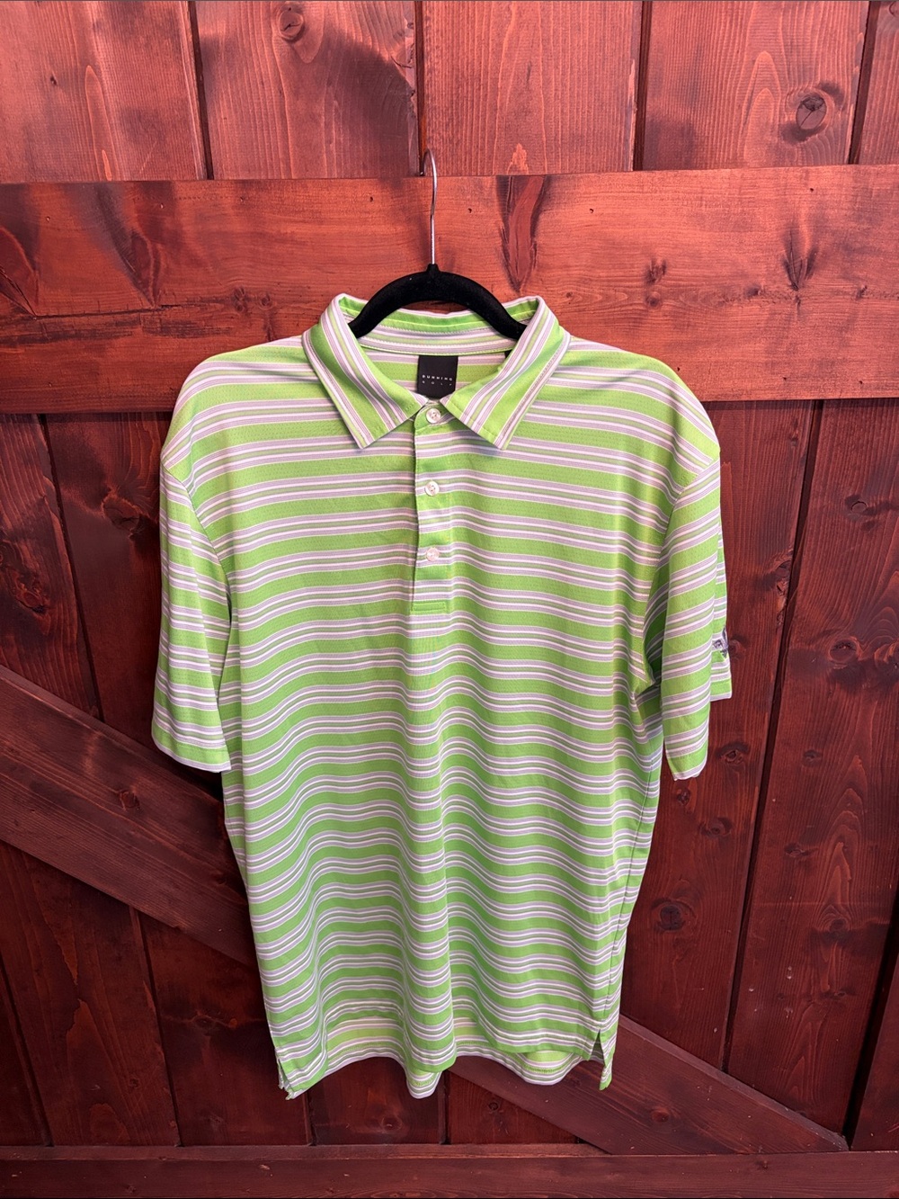 Men's Light Green Striped Polo Shirt - Breathable Short Sleeve